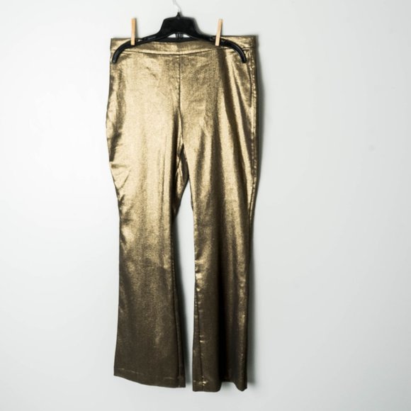 NWT INC Gold Metallic Bootcut Pants  - sz 14 - Picture 4 of 8